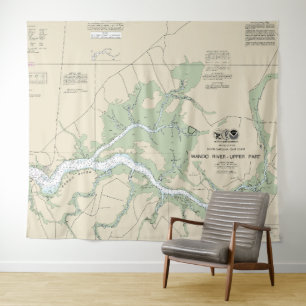 Tenture Carte nautique de la partie supérieure de la riviè
