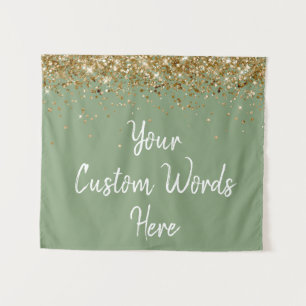 Tenture Carte Sage Green Gold Anniversaire de fête Photo B