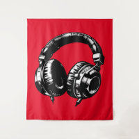Casque de musique noire Danse DJ Fête Panneau Art