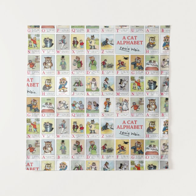 Tenture Cat Alphabet, Louis Wain (Devant)