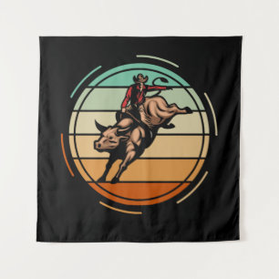 Tenture Cavalier de Rodéo à Cheval Rodeo Taureau Vintage