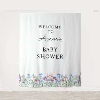 Tenture Célébration de Baby Shower Fleur Sauvage Multicolo