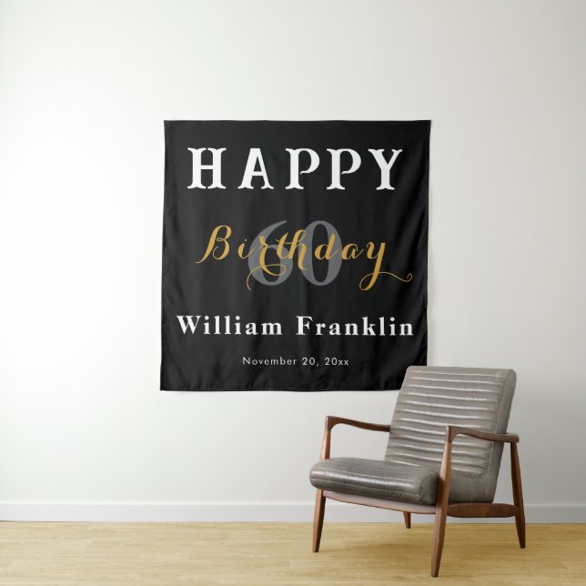 Tenture Célébration de la fête d'anniversaire des 60 ans e (En situation)