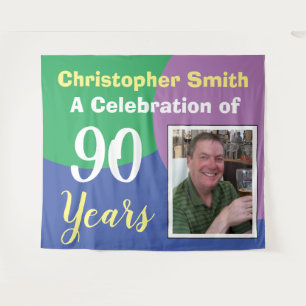 Tenture Célébration du 90e anniversaire avec photo
