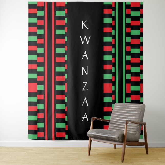 Tenture Célébration rouge, noir et vert de Kwanzaa (En situation)
