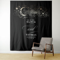 Céleste étoile Lune de nuit noir Mariage arrière-p