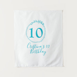 Tenture Cercle turquoise. Paillettes rondes 10e anniversai