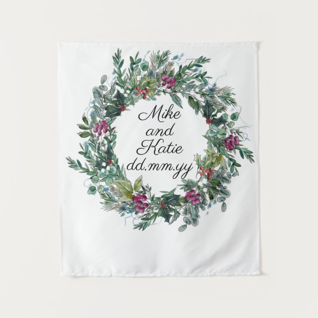 Tenture Cérémonie de mariage d'hiver Contexte Photo Booth  (Devant)