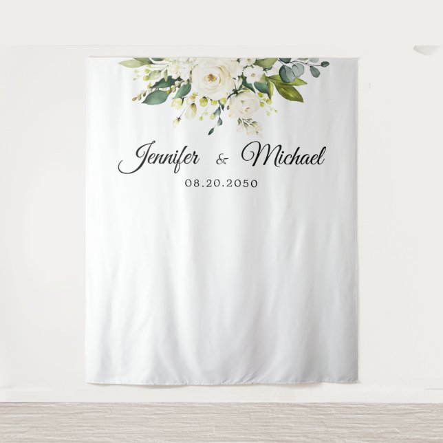 Tenture Cérémonie Mariage florale de Roses blanches Contex (Devant)