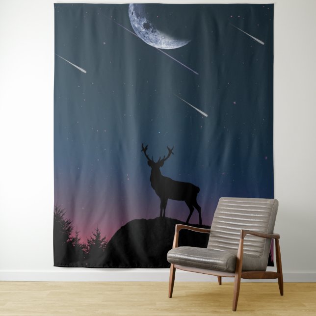 Tenture cerf au clair de lune (En situation)