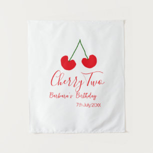 Tenture Cerise deux 2e anniversaire rouge cerise enfants s