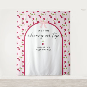 Tenture Cerise sur le dessus Baby Shower Coquette Nœud Fon