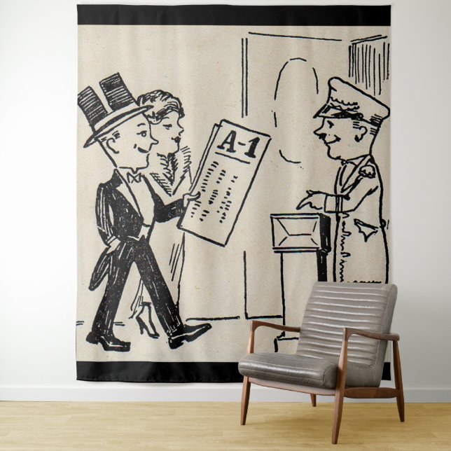 Tenture C'est le Billet - 1920 dessin animé de théâtre (En situation)