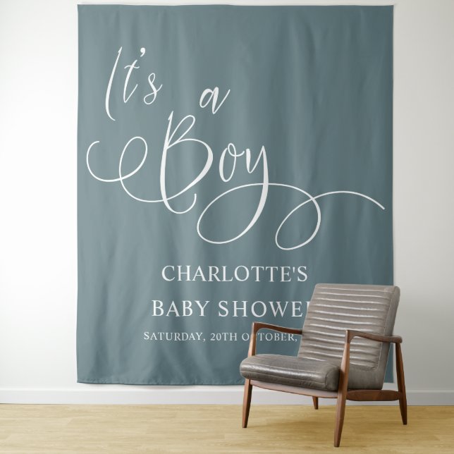 Tenture C'est un garçon ! Baby shower de calligraphie mini (En situation)