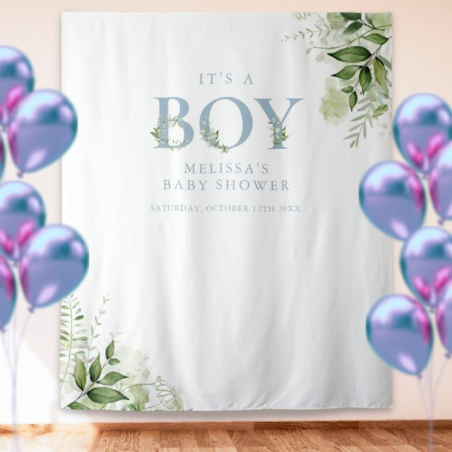 Tenture C'est un garçon feuillage bleu Baby Shower Accesso (Créateur téléchargé)