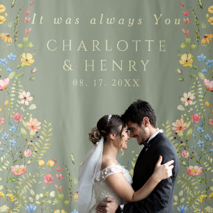 Tenture C'était toujours toi Floral Mariage fond