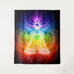 Tenture Chakras rougeoyants d'énergie d'art ésotérique de