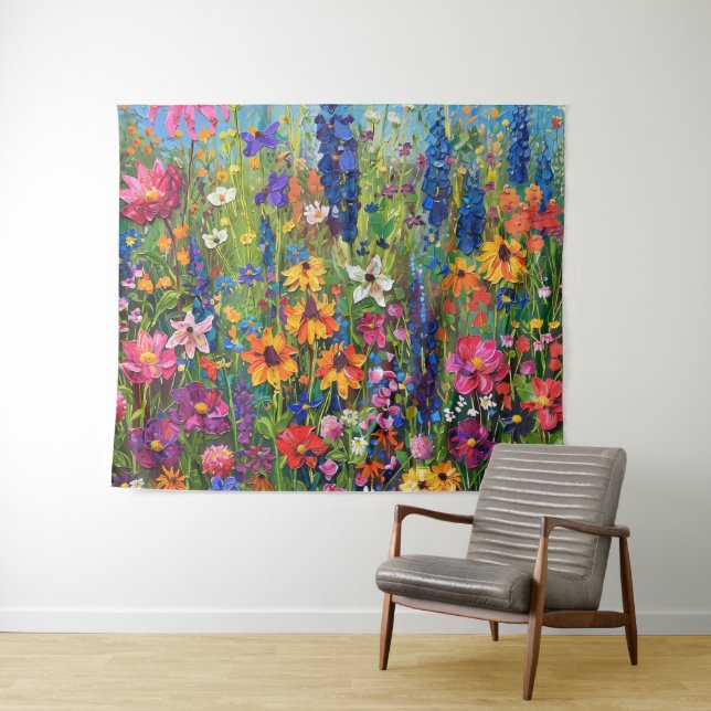 Tenture Champ fleur sauvage Peinture acrylique (En situation (horizontale))