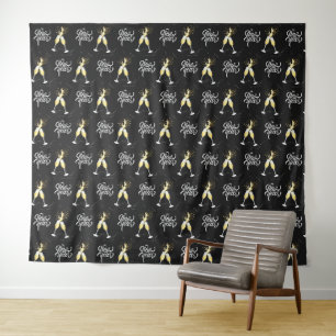 Tenture Champagne Gold Black Verre Confetti Moderne