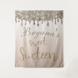 Tenture Champagne Rose Gold Parties scintillant Sweet 16 R