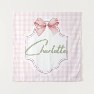 Tenture Charlotte Ruban Rose Personnalisé & Imprimé Vichy