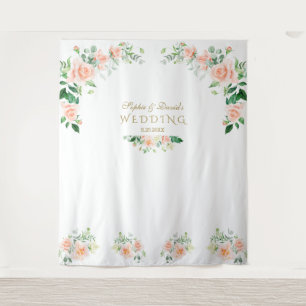 Tenture Charm rose Fleurs Mariage Photo Booth Prop