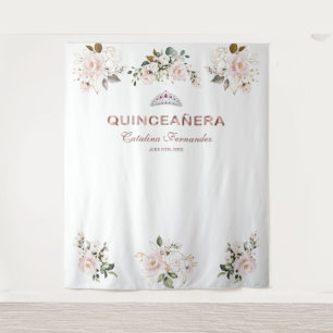 Tenture Charm Rose Pâle Floral Rose Gold QUINCEAÑERA Acces