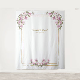 Tenture Charmant stand de mariage avec des fleurs de magno
