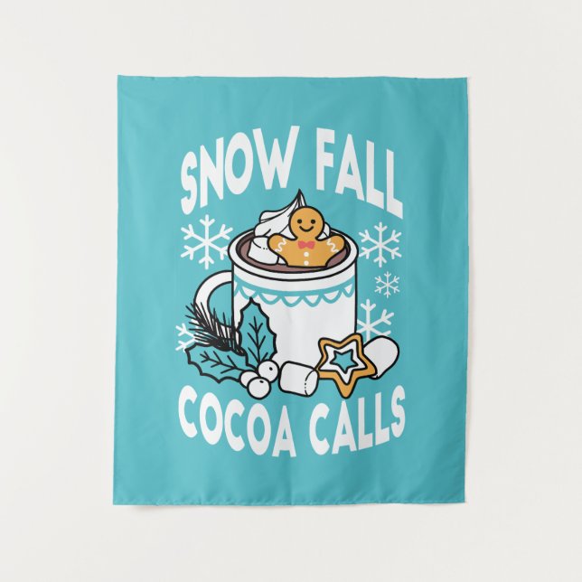 Tenture Charme d'hiver et cacao chaud - Appels de cacao d' (Devant)
