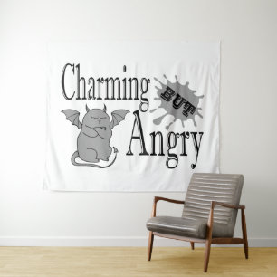 Tenture Charming mais en colère petit chat diable drôle ci