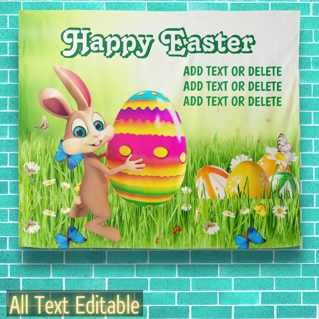 Tenture Chasse aux oeufs de lapin de Pâques Bonne fête de  (Créateur téléchargé)