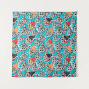 Tenture Chat dans le casquette