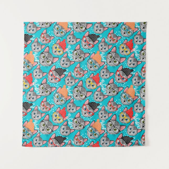 Tenture Chat dans le casquette (Devant)