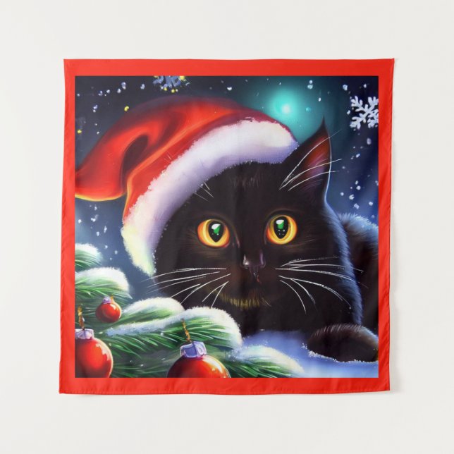Tenture Chat de Noël 1 (Devant)