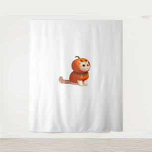 Tenture Chat en costume Citrouille pour Halloween
