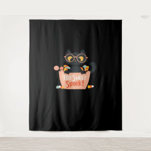 Tenture Chat Noir Cute Halloween Bonbon Trop Doux Porte -