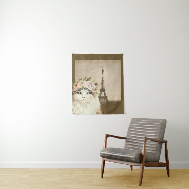 Tenture Chat & Tour Eiffel (En situation)