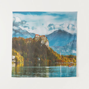 Tenture Château de Bled : Vue sur la falaise slovène.
