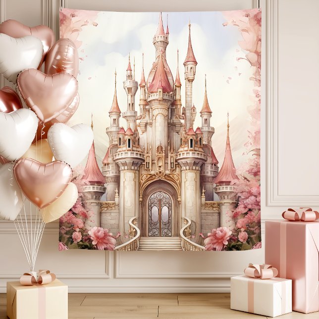 Tenture Château rose Floral Fairytale (Créateur téléchargé)