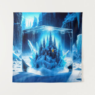 Tenture Châteaux bleus encerclés dans le cube de glace