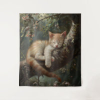 Chaton dormant dans un arbre Vintage