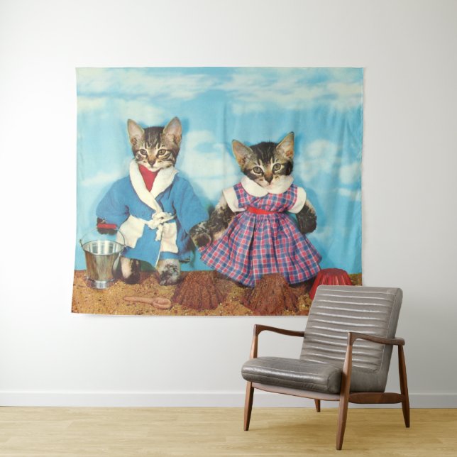 Tenture chatons tabby sur la plage (En situation (horizontale))