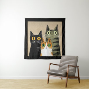 Tenture Chats de dessin animé mignons aux yeux écarquillés