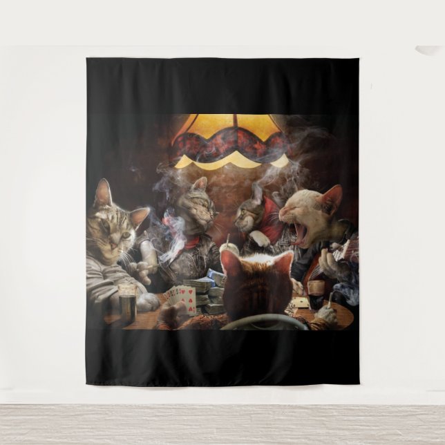 Tenture Chats jouant au poker (Devant)