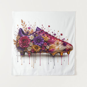 Tenture Chaussure de football florale vibrante dégoulinant