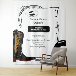 Tenture Chaussures et chapeau de cowgirl blanc et noir pou