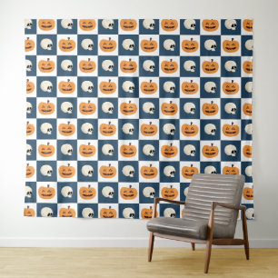 Tenture Checks de Skulls et Pumkins