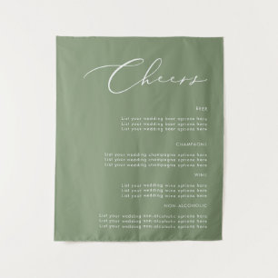 Tenture Cheers Sage Green Mariage Boissons Panneau de tiss