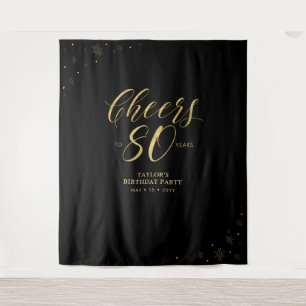 Tenture Cheers to 80 years   Gold & Black Birthday Party