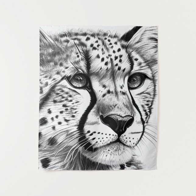 Tenture Cheetah Animal Wild Nature Illustration Line Epic (Devant)